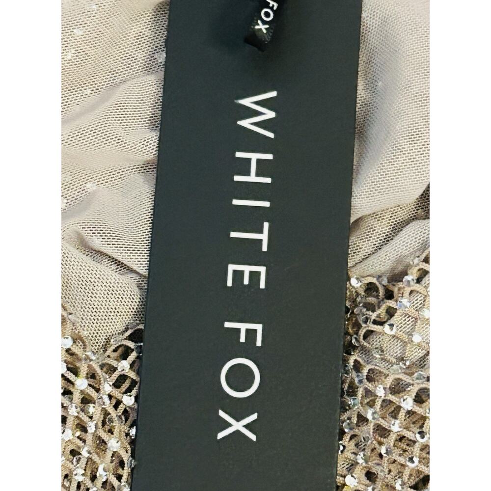 NWT White Fox Back Track Embellished Mini Dress in Taupe size XS - Picture 5 of 6